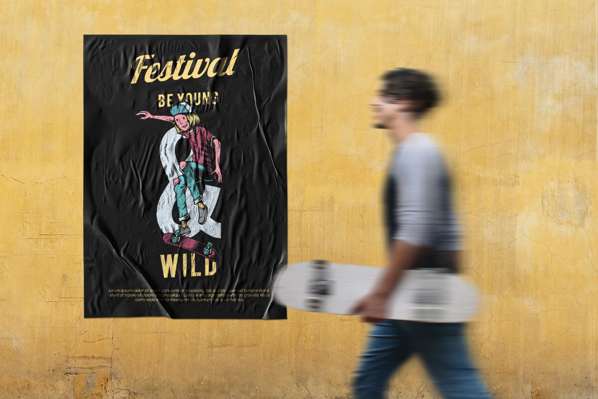 Affiche sur mur et personne floutée - les imprimables