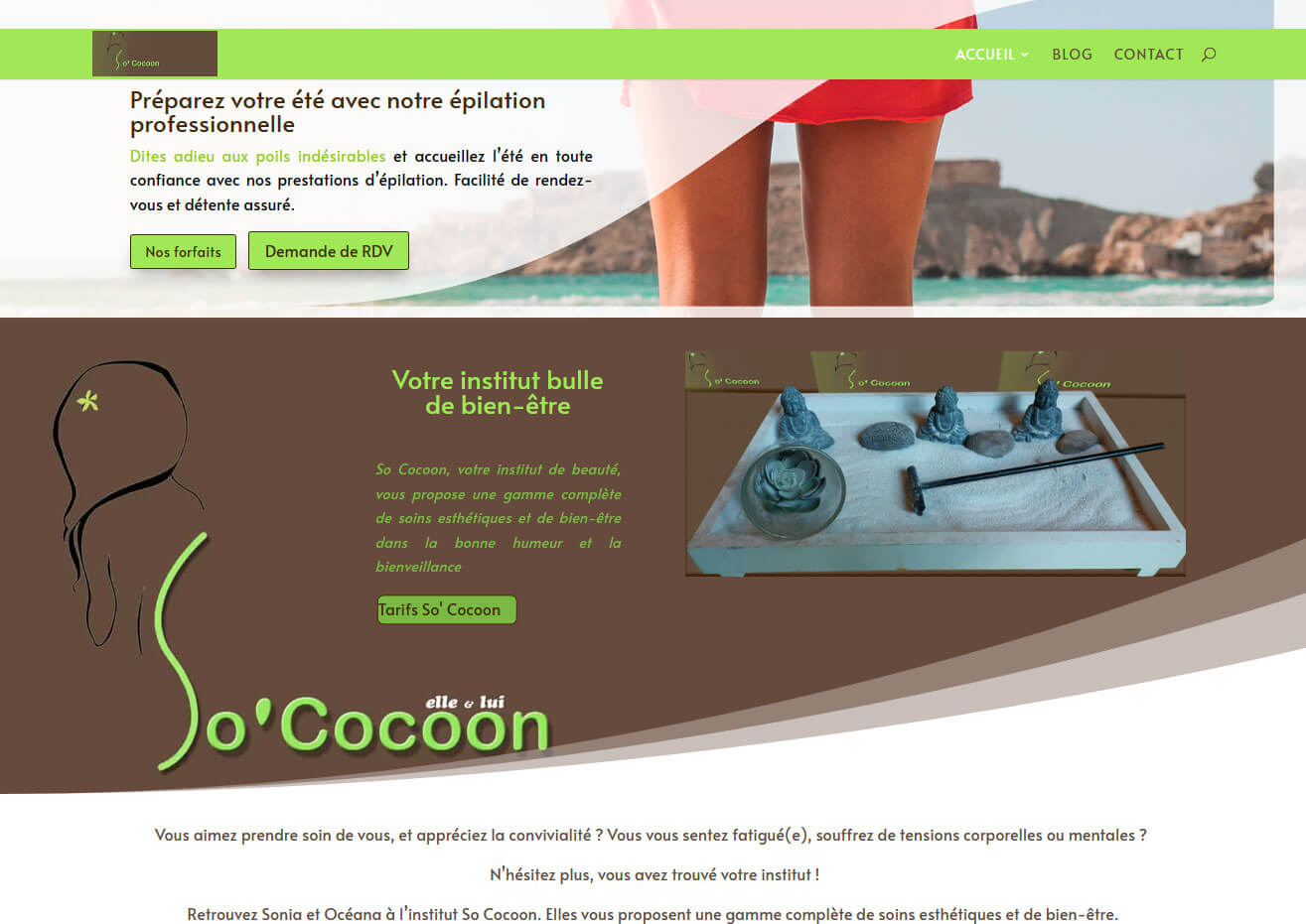 Capture du site So Cocoon créé par Com' du Soleil