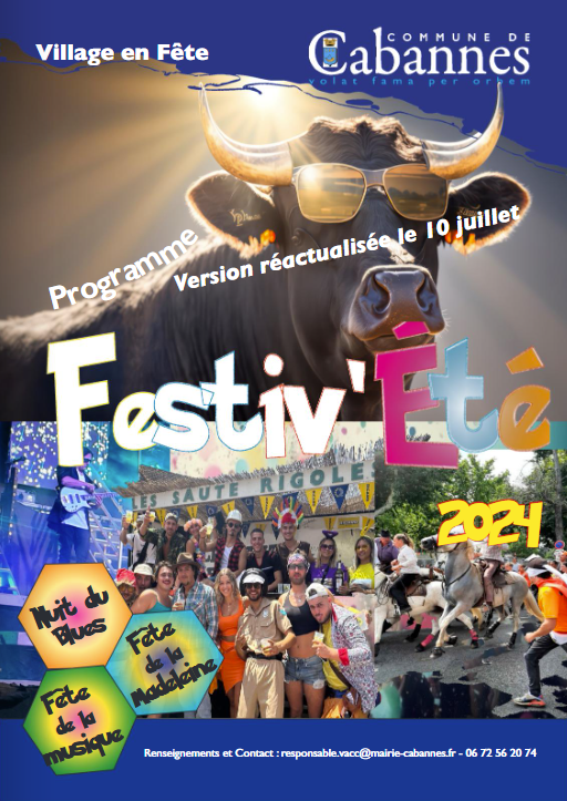 PageGardeFestivEte Page de couverture du Festiv'Eté 2024 de la commune de Cabannes